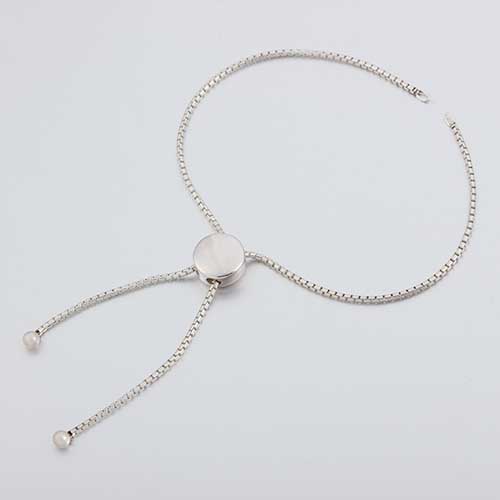 925 silver round bead box chain adjustable bracelet