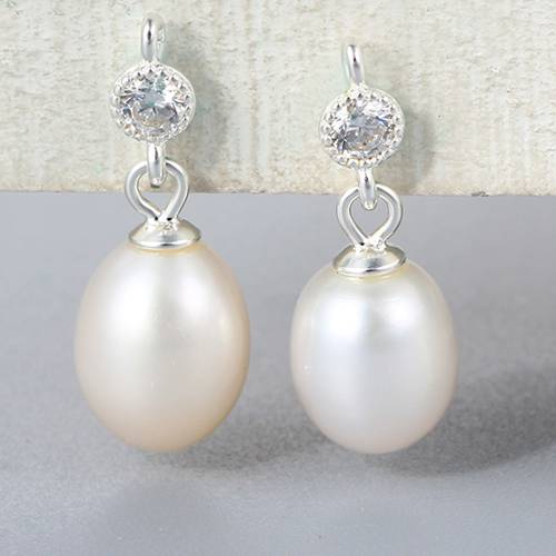 925 sterling silver cz pearl dangle charm