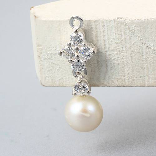 925 sterling silver cz pearl dangle charm