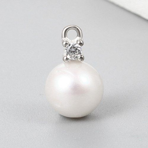 925 sterling silver cz pearl charm