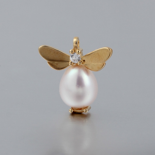 Cute silver pearl wing jewelry making charm