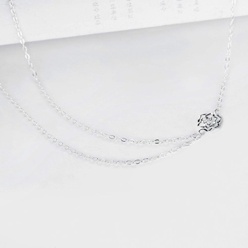 925 sterling silver flower layered necklaces