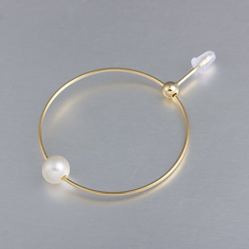 925 sterling silver 36mm round ring pearl earrings