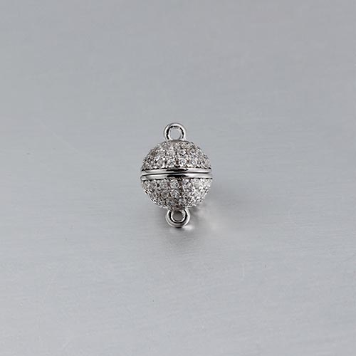 925 sterling silver cz 10mm round magnetic clasp