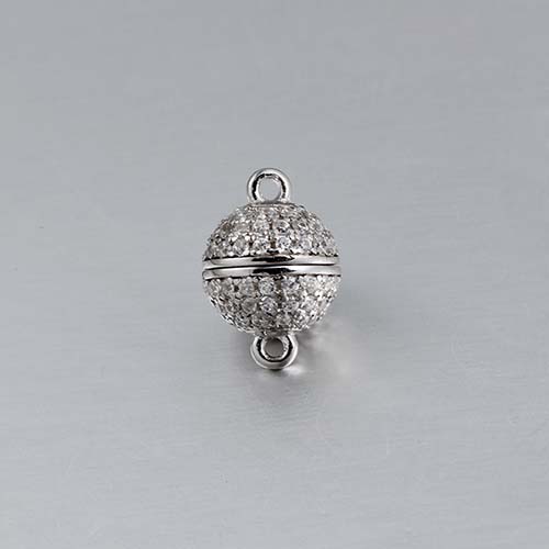 925 sterling silver cz pave 12mm round magnetic clasp