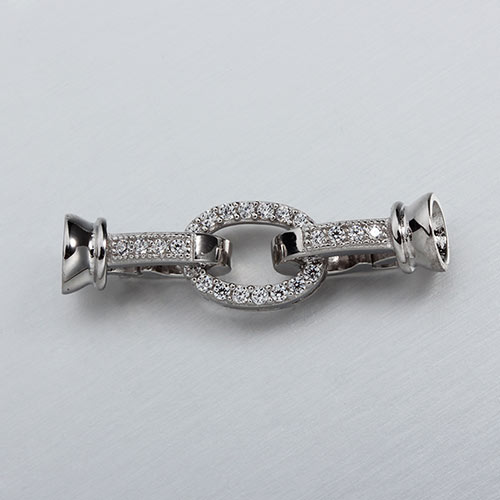 925 sterling silver cz oval clasp for pearl necklace