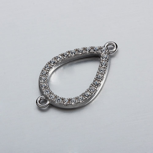 925 sterling silver cz teardrop connector charms
