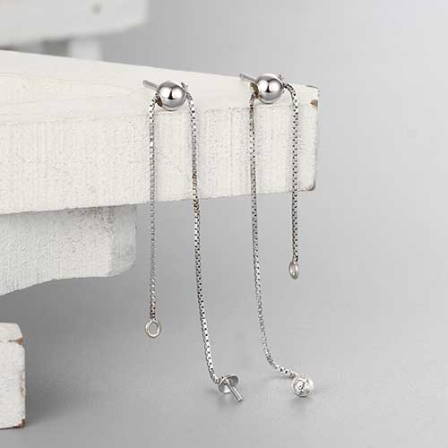 925 sterling silver sliding pearl chain earring findings