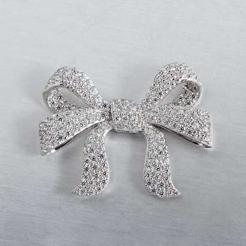 925 sterling silver cz pave bow charm