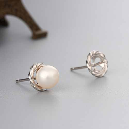 925 sterling silver round pearl earring findings