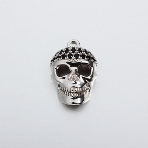 925 sterling silver cz skull pendant