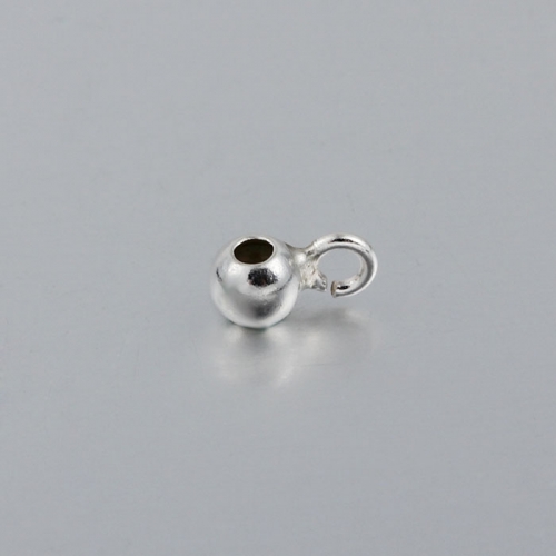Silver 3mm silicone ball bead with jump ring
