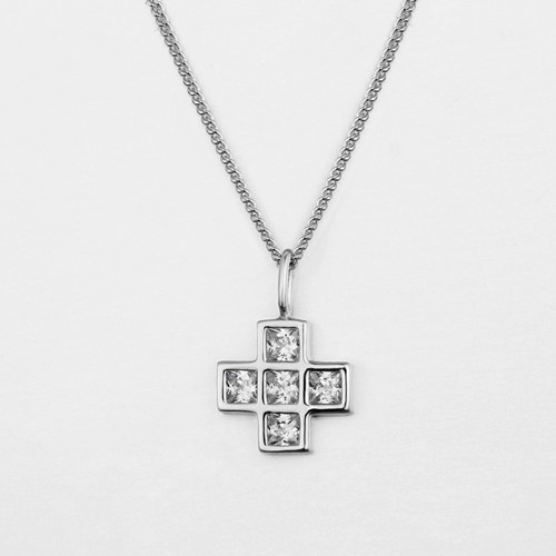 925 sterling silver cubic zirconia cross pendant necklaces