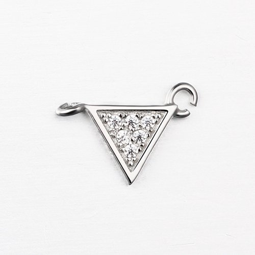 925 sterling silver cz triangle connector charm