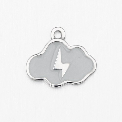 925 sterling silver enamel lightning cloud charm