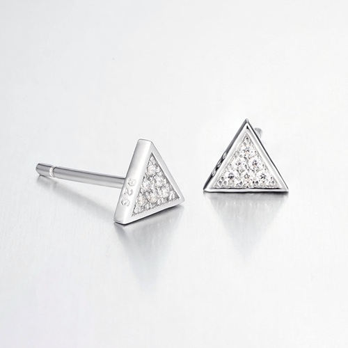 925 sterling silver cz triangle stud earrings