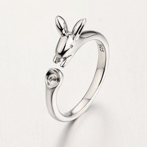 925 sterling silver rabbit pearl ring mountings