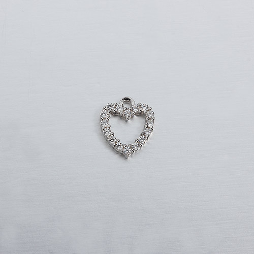 925 sterling silver cz pave hollow heart charm