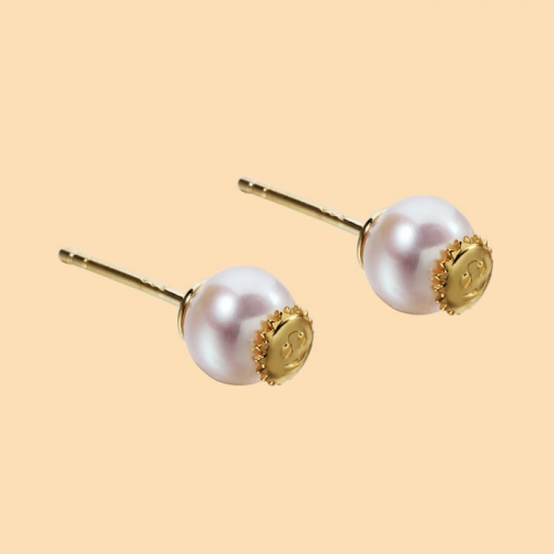 925 sterling silver smile face pearl stud earrings