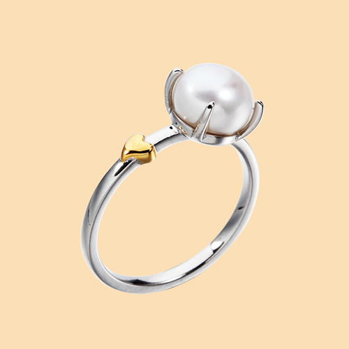 925 sterling silver pearl rings with heart
