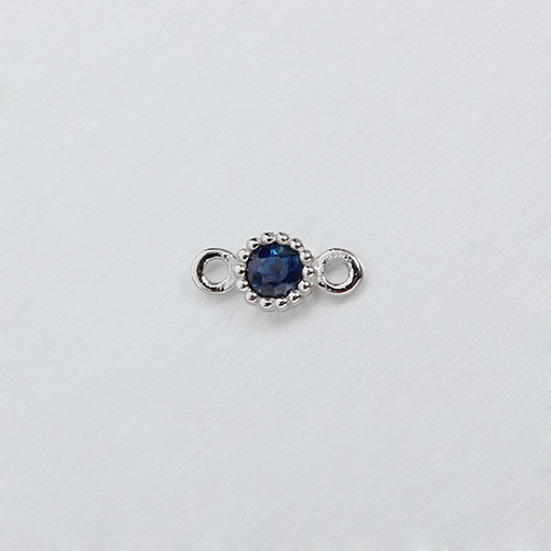 925 sterling silver gemstone round connector charm --4mm