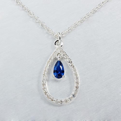 925 sterling silver gemstone teadrop necklace