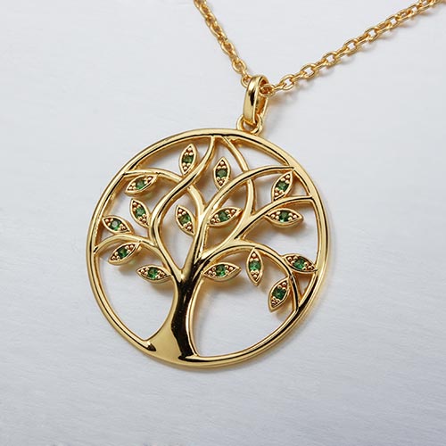 925 sterling silver emerald tree of life charm