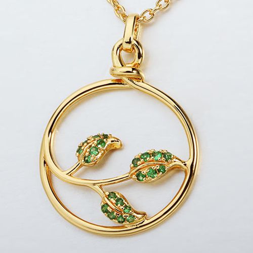 925 sterling silver emerald leaf pendant