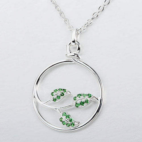 925 sterling silver gemstone leaf necklace