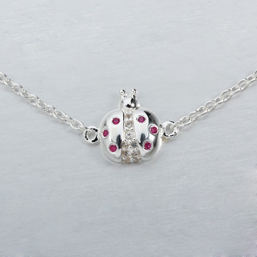 925 sterling silver gemstone ladybug bracelet