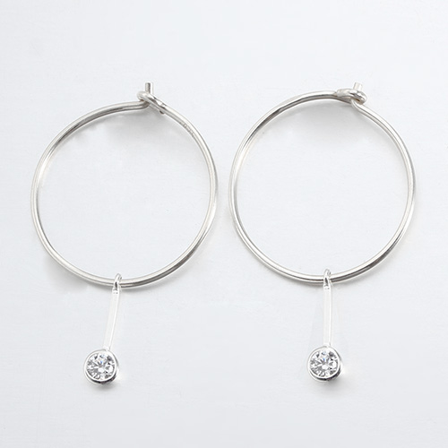 925 sterling silver cz minimalist statement hoop earrings