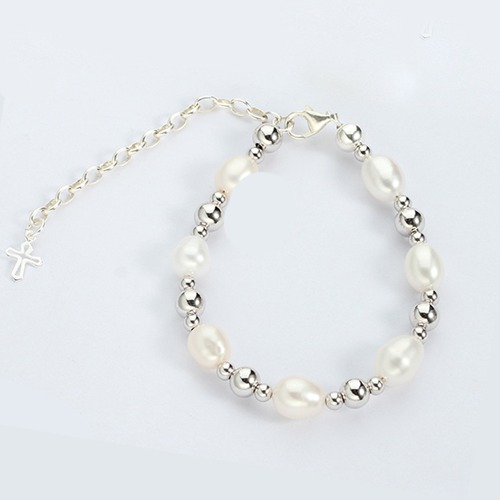 925 sterling silver pearl beads baby bracelet
