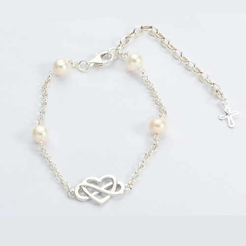 925 sterling silver pearl flower baby bracelet