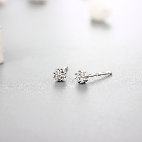 925 sterling silver cubic zirconia small flower stud earrings