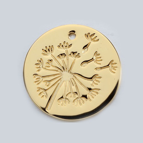 925 sterling silver dandelion engraved coin charms