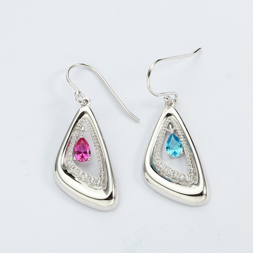 925 sterling silver dancing cz stone drop earrings