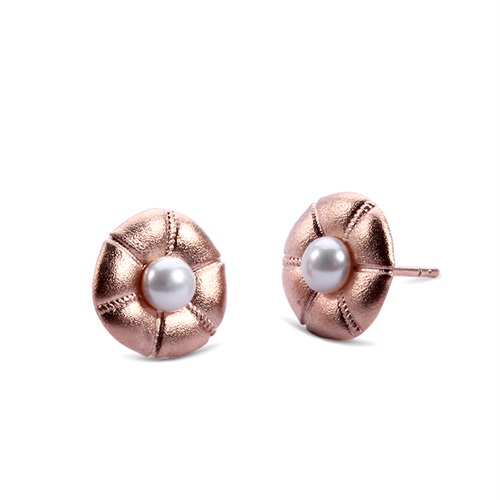 925 sterling silver brushed pearl flower earrings