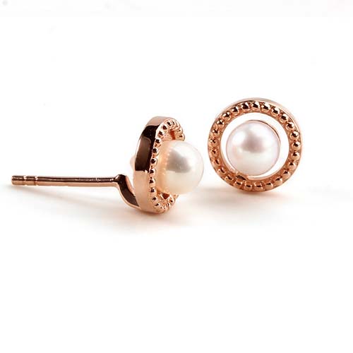 925 sterling silver round pearl stud earrings