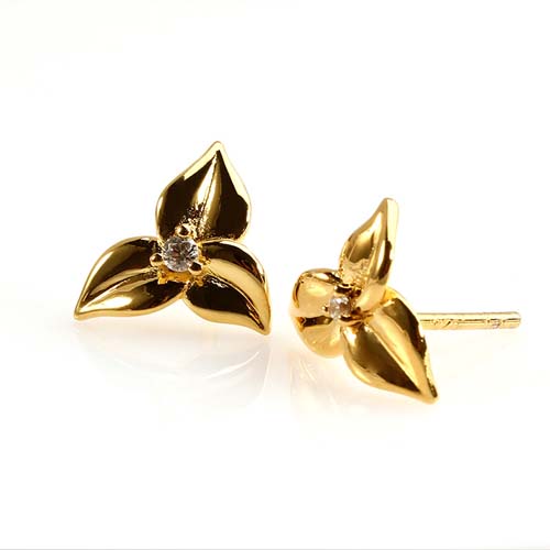 925 sterling silver cz flower stud earrings