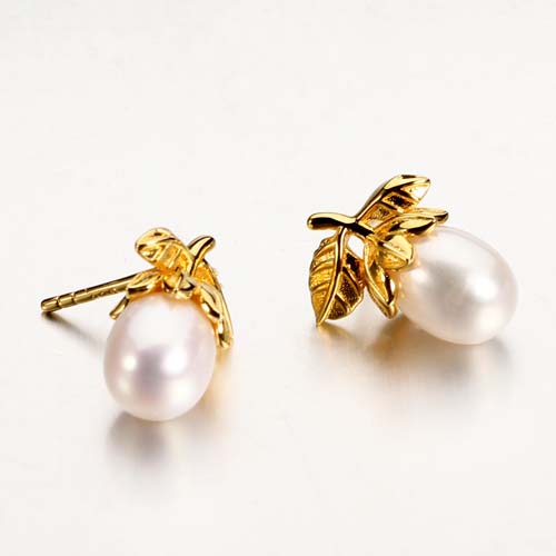 925 sterling silver pearl fruit stud earring
