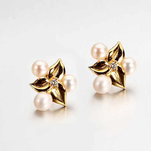 925 sterling silver cz pearls flower stud earring