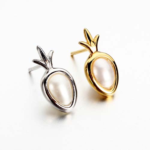 925 sterling silver pineapple pearl stud earring