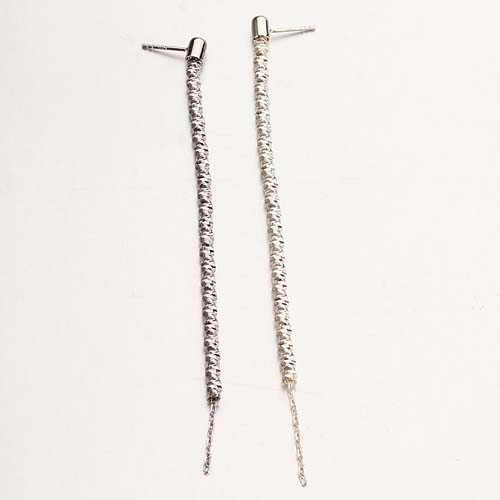 925 sterling silver long chain drop stud earrings
