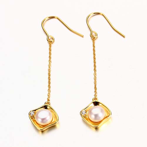 925 sterling silver cz pearl diamond long earrings
