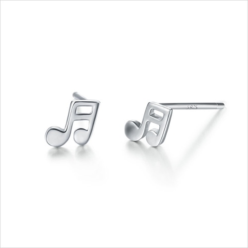925 sterling silver musical notes stud earrings