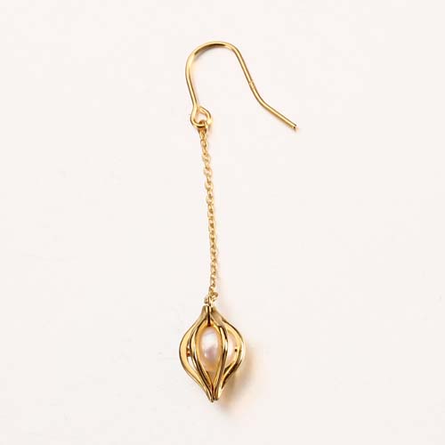 925 sterling silver pearl bug long drop earrings