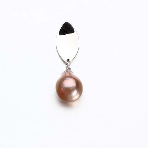 Sterling silver pink baroque pearl stud earrings