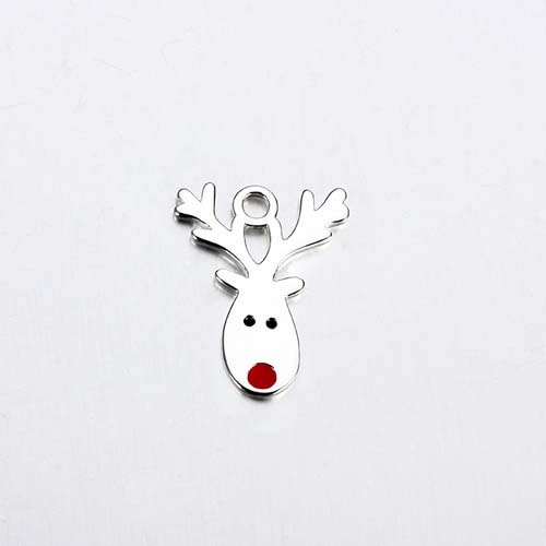 925 sterling silver enamel cute Christmas deer charm