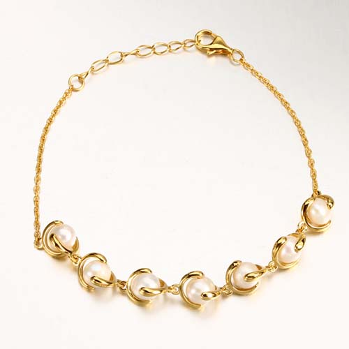 925 sterling silver freshwater pearls charm bracelet