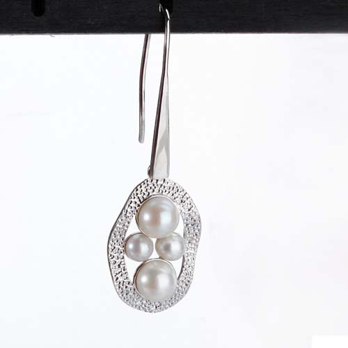925 sterling silver pearl irregular hook earrings